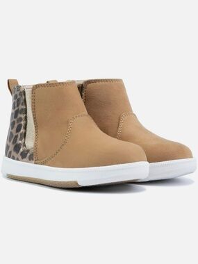 NWT-Dr. Scholls Toddler Leopard and Carmel Zip tennis shoes Booties size 6T